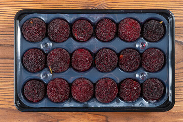 top view fresh waxberries at horizontal composition