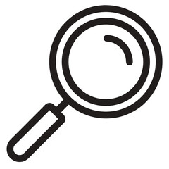 Simple black and white magnifying glass icon search tool