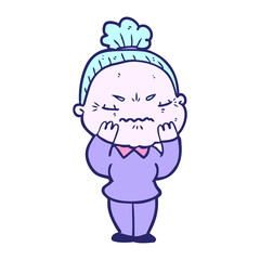 cartoon annoyed old lady