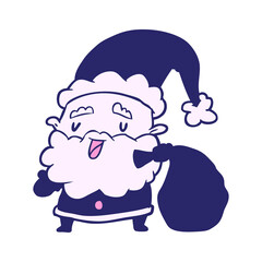 cartoon santa claus carrying sack of presents