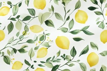 A cheerful pattern of yellow lemons and green leaves. Seamless pattern.