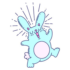 illustration of a traditional tattoo style prancing rabbit