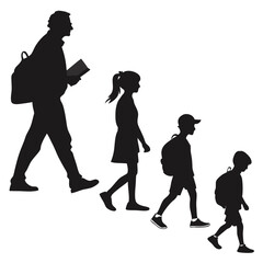 silhouette Man girl students classmates pictogram icon on white background