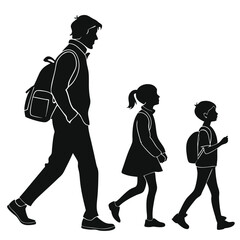 silhouette Man girl students classmates pictogram icon on white background