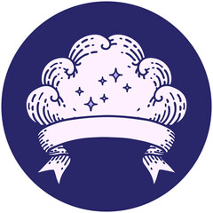 tattoo style icon with banner of a cloud