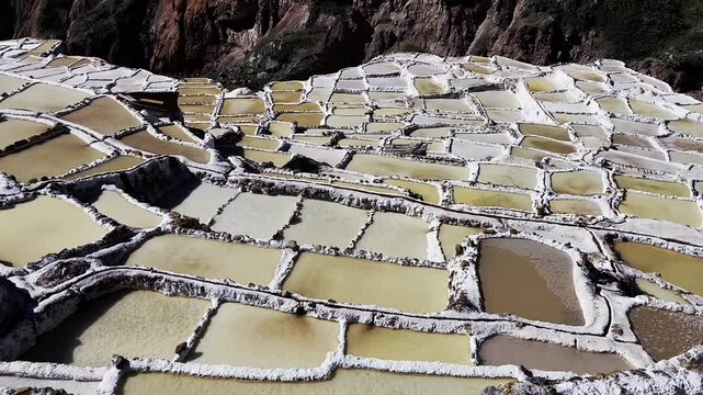 Close-Up View of Maras Salt Ponds in the Sacred Valley, Peru