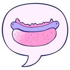 cartoon hotdog with speech bubble in smooth gradient style