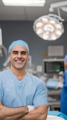 Confident Surgeon Portrait: Expert in Medical Care & Surgery in Operating Room, Healthcare Professional with a Trustworthy and Professional Demeanor