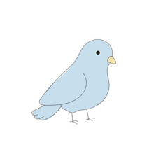Blue Doodle Drawn Dove Bird Symbol Icon. Peace and Freedom Mascot Character. Cute Lovely Childish Outline Pet Silhouette. Baby Room Interior or Wedding Romantic Decoration