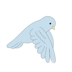 Blue Doodle Drawn Dove Bird Symbol Icon. Peace and Freedom Mascot Character. Cute Lovely Childish Outline Pet Silhouette. Baby Room Interior or Wedding Romantic Decoration