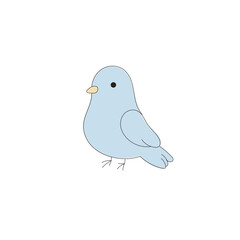 Blue Doodle Drawn Dove Bird Symbol Icon. Peace and Freedom Mascot Character. Cute Lovely Childish Outline Pet Silhouette. Baby Room Interior or Wedding Romantic Decoration