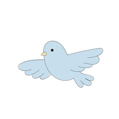 Blue Doodle Drawn Dove Bird Symbol Icon. Peace and Freedom Mascot Character. Cute Lovely Childish Outline Pet Silhouette. Baby Room Interior or Wedding Romantic Decoration