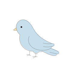 Blue Doodle Drawn Dove Bird Symbol Icon. Peace and Freedom Mascot Character. Cute Lovely Childish Outline Pet Silhouette. Baby Room Interior or Wedding Romantic Decoration