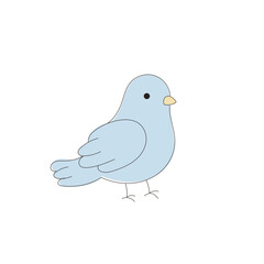 Blue Doodle Drawn Dove Bird Symbol Icon. Peace and Freedom Mascot Character. Cute Lovely Childish Outline Pet Silhouette. Baby Room Interior or Wedding Romantic Decoration