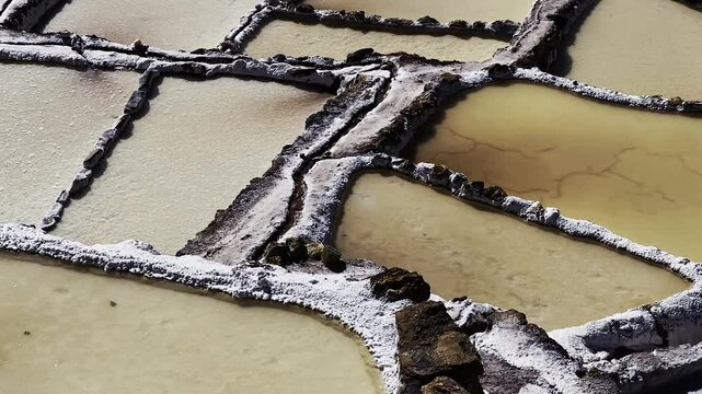 Close-Up View of Maras Salt Ponds in the Sacred Valley, Peru
