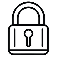 Simple black outline padlock icon security symbol