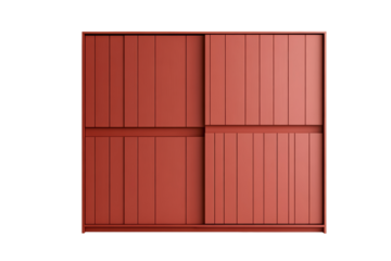 A simple, modern red panel with a sleek design. Ideal for contemporary architectural projects and stock photography.