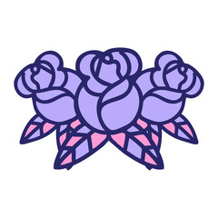 iconic tattoo style image of a bouquet of flowers