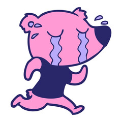 cartoon crying bear running