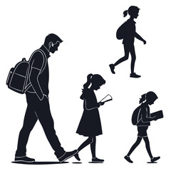Fototapeta premium silhouette Man girl students classmates pictogram icon on white background