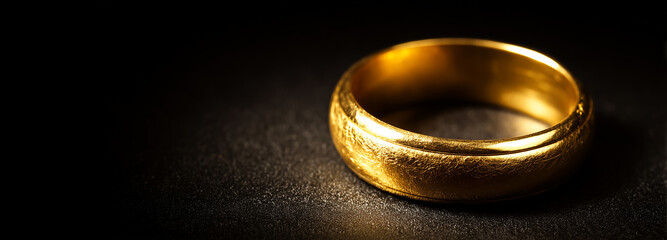 wedding rings on a black background