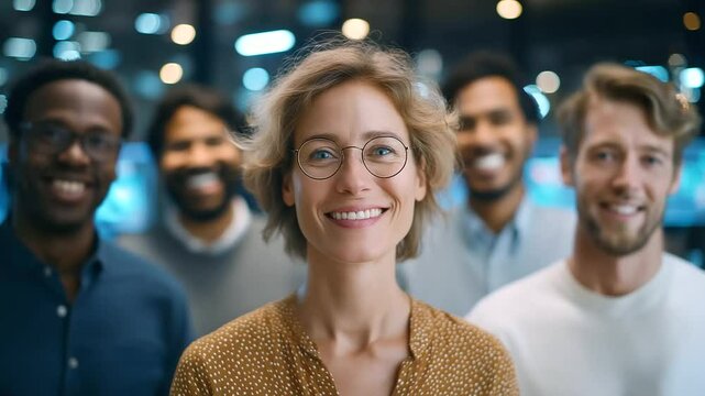 A multicultural team working together in a digital environment using AI-powered translation tools.