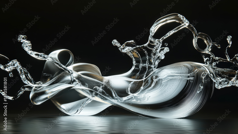 Poster water stream splashing in dynamic formation