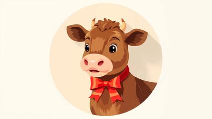 Adorable Cow in Festive Bow Celebrating Eid al Adha