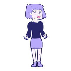cartoonw woman shrugging shoulders