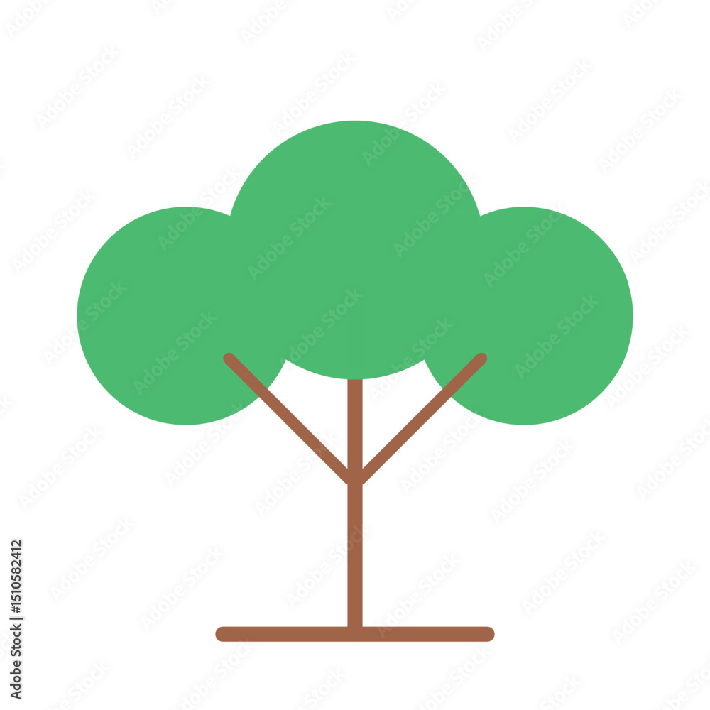 Aufkleber minimal vector illustration of abstract green tree with symmetrical branches and soft circular leave