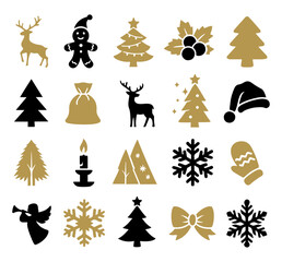 Christmas Holiday Icon Set Vector Style Winter Celebration and Festive Elements