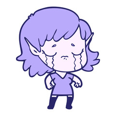 cartoon crying elf girl