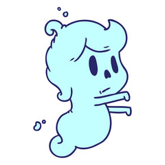cartoon illustration of a kawaii cute ghost