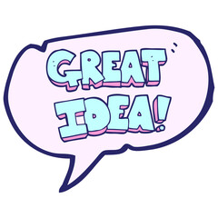 freehand drawn speech bubble cartoon GREAT IDEA symbol