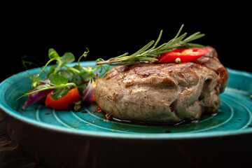 Grilled meat steak with vegetables