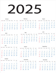 Print  calendar 2025 illustration and vector art