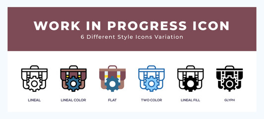 Work in icons set. Different style of icons simple vector illustration.