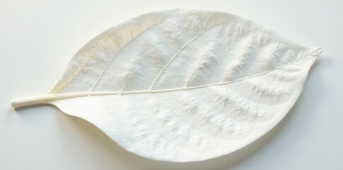 Veined, matte white leaf surface, fine details visible , minimal, botanical art, closeup