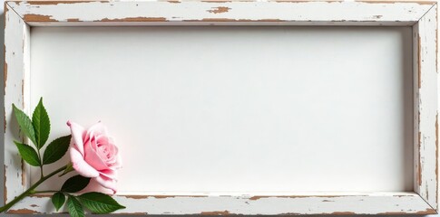 Whitewashed wood frame, distressed edges, vintage charm, element, life