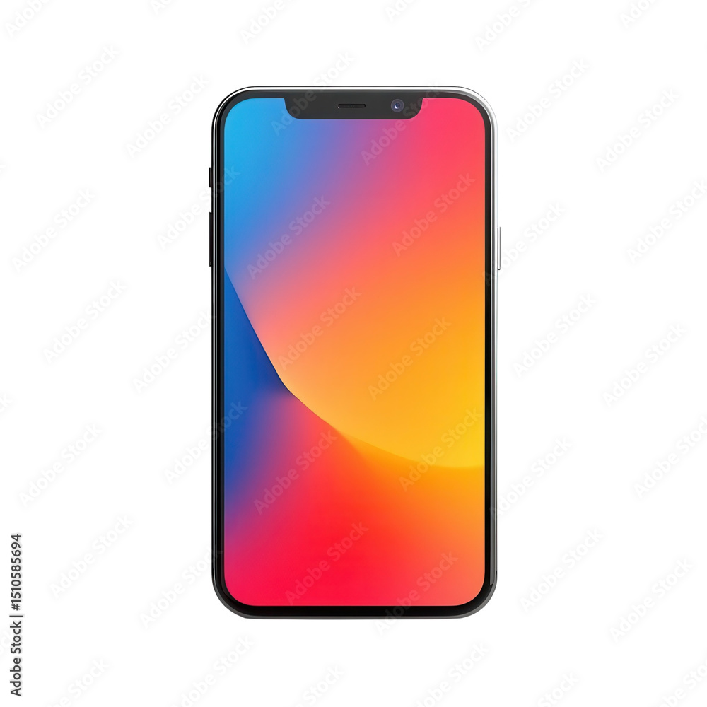 Poster modern smartphone glows with a vivid vibrant gradient a digital gateway of on transparent background