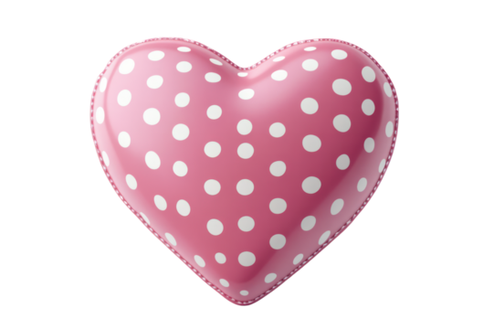 Heart-shaped pink balloon with white polka dots for celebrations love and romantic events, festive decoration or party accessory, cheerful and fun theme