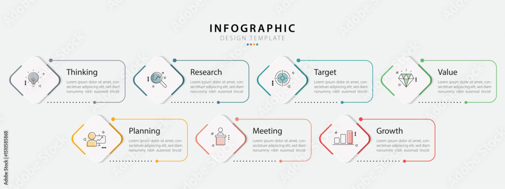 Poster timeline creator infographic template. 7 step timeline journey, calendar flat simple infographics de