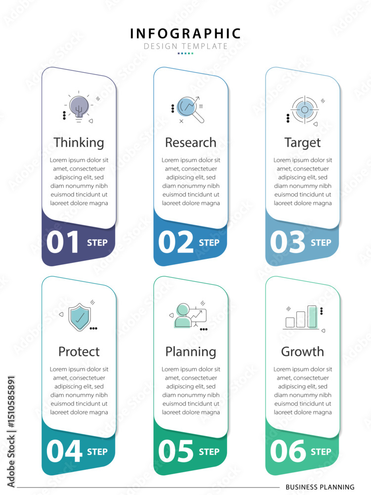 Poster Infographic template. 6 Step timeline journey, Flat simple infographics design template. presentation graph. Business concept with numbers 6 options or steps vector illustration.	
