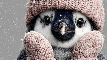 Obraz premium Adorable Penguin in Winter Wonderland