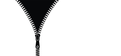Cartoon zip fastener with zipper puller ans eye. Clasp for clothes. Clothing accessories and zip types. Zippers. Set of closed and open zip with fastener. Unzip, closed zipper locks. Sewing zip line.