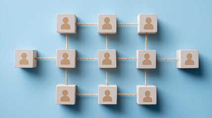 Obraz premium Harmonious Workforce Connections With Efficient Team Coordination and Collaboration. Workplace Synergy, Employee Networking and Productivity Boost. Business Cubes