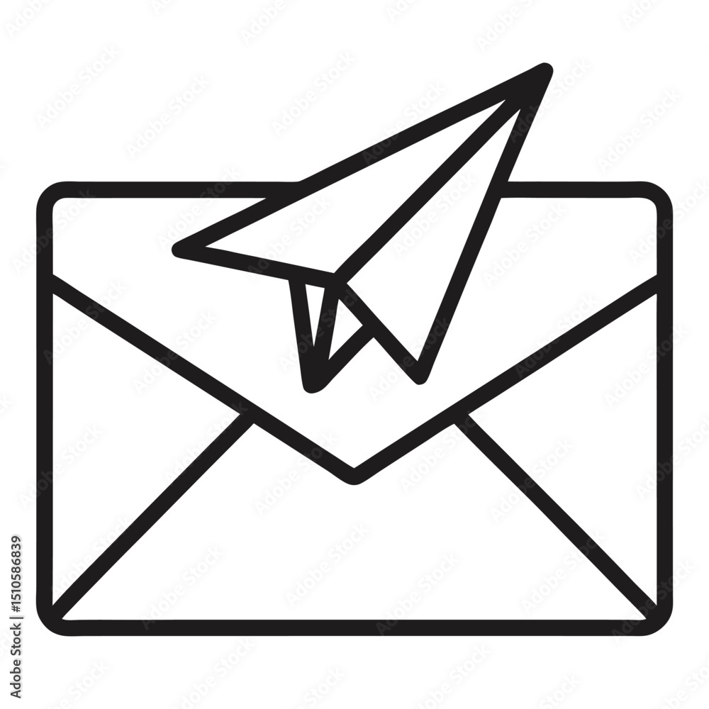 Poster sending email fast paper airplane message envelope