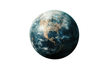 Highly Detailed Satellite Image of Earth Showing North and South America with Blended Cloud Cover and Oceanic Views, Perfect for Space and Planetary Science Use