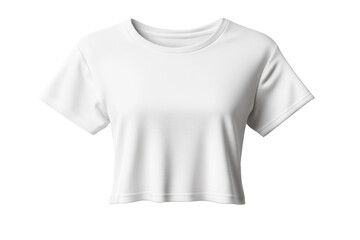 Plain white cropped T-shirt with short sleeves and round neckline, casual minimalistic fashion top, versatile summer clothing for women and girls