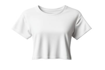 Plain white cropped T-shirt with short sleeves and round neckline, casual minimalistic fashion top, versatile summer clothing for women and girls